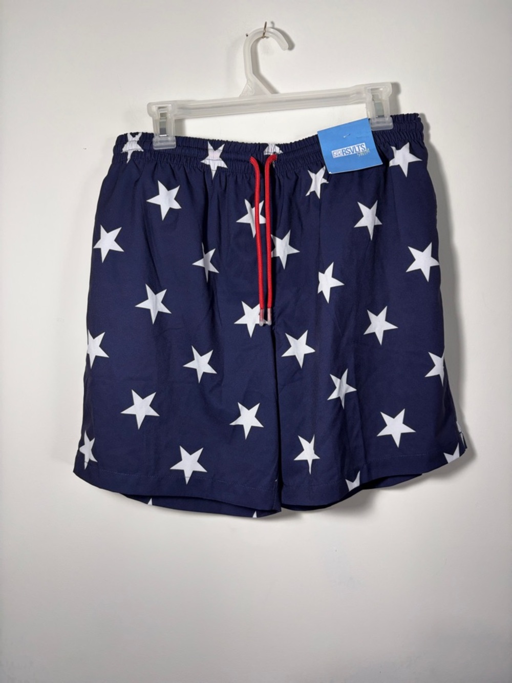RSVLTS Swim The Hubble Navy Star Print Swim Trunks with Red Drawcord - NWT - L